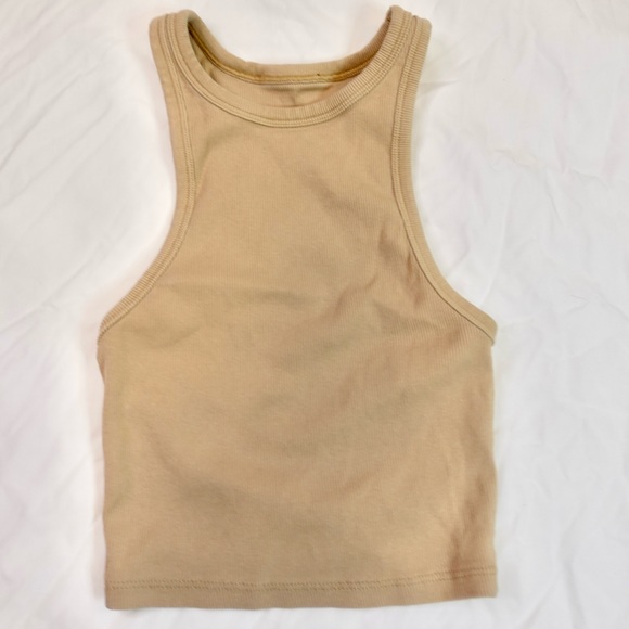 ZARA | Basic Halter Cropped Tank Top - Tan Beige - Picture 6 of 10